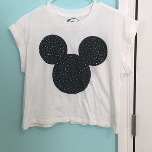 Studded Mickey Mouse Crop Top Tee